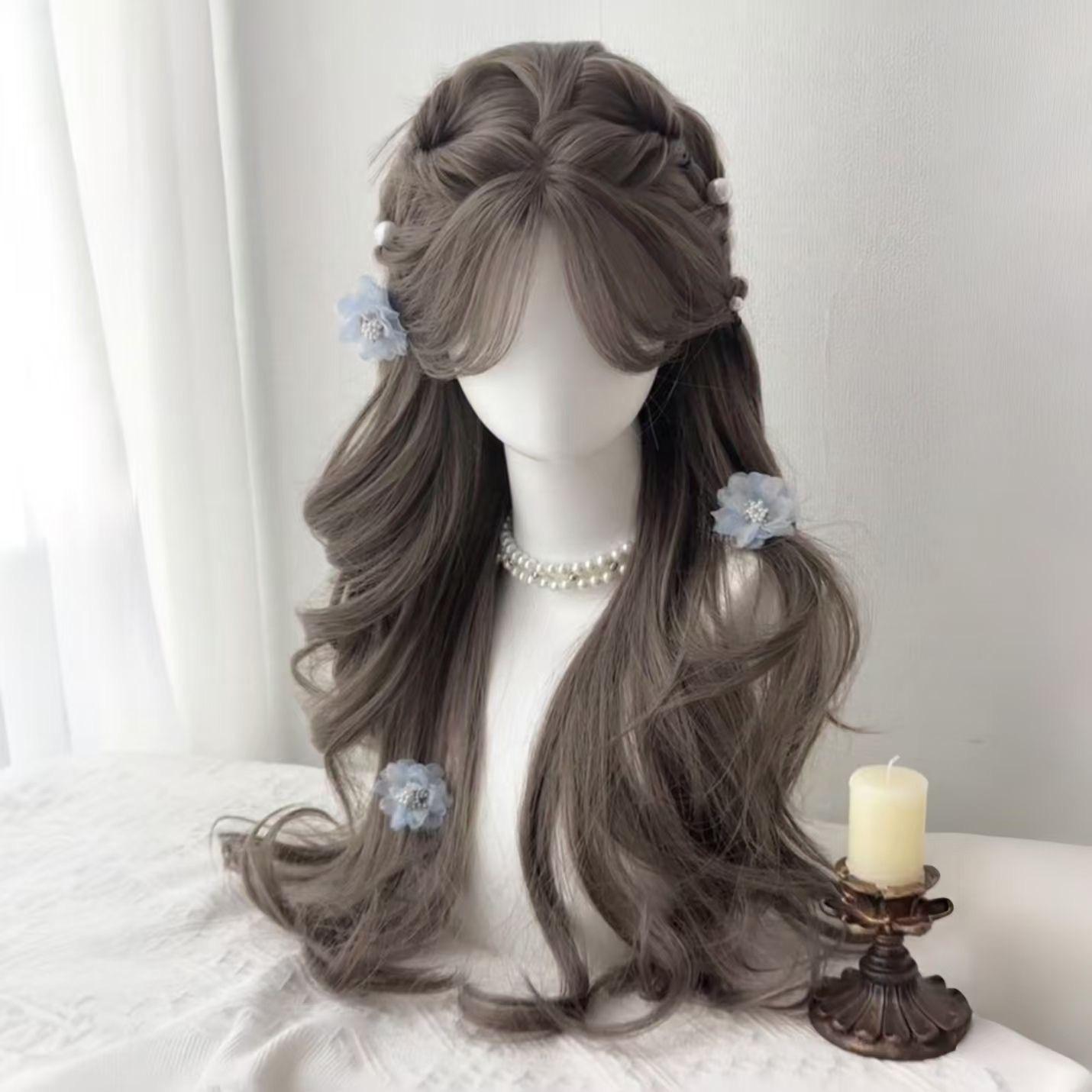 High-end Chic Large-curl Bob With A Few-strand Fringefaux Hairpiece