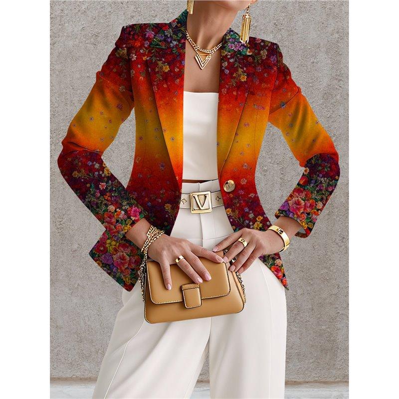 Navy Blue And White Polka-Dot Womens Blazer