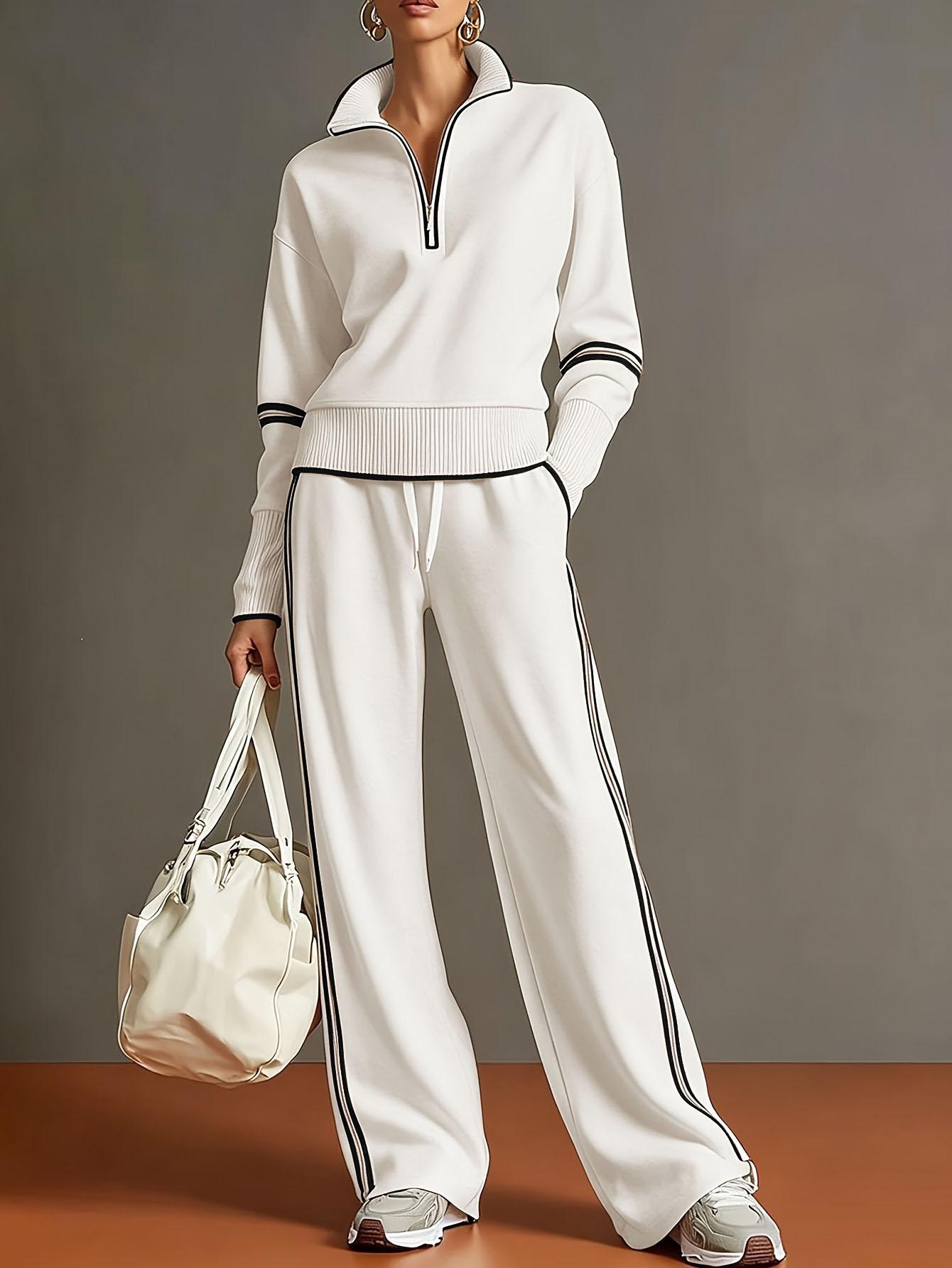 Women's Casual Sports Long Sleeve Suit Set Comfortable Breathable Two Piece Outfit For Daily Wear