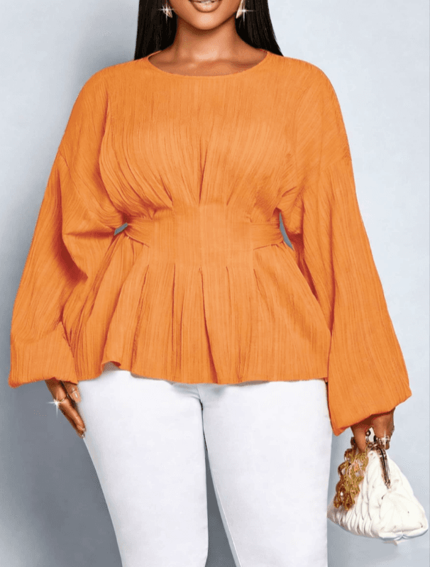 A Lace-up, Drawstring, Lantern-sleeved Top