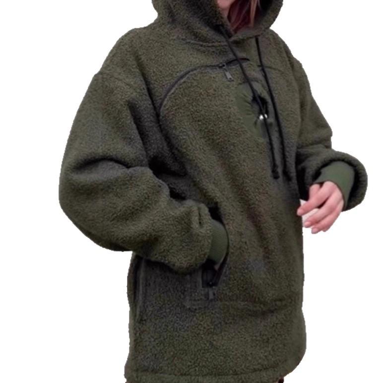 Hooded Sweatshirt With Pet Pockets Casual Loose Fit Warm Pullover Hoodie Tops Daily Wear Clothing