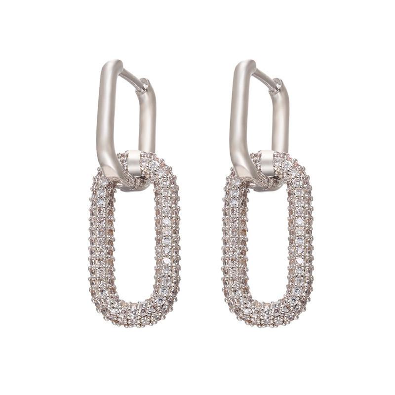 European And American Minimalist Stainless Steel Zircon Earrings