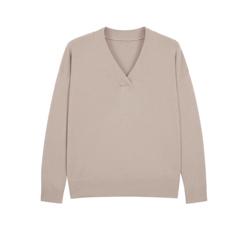 Women's V-neck Loose Soft Glutinous Lazy Style Long Sleeve Sweater