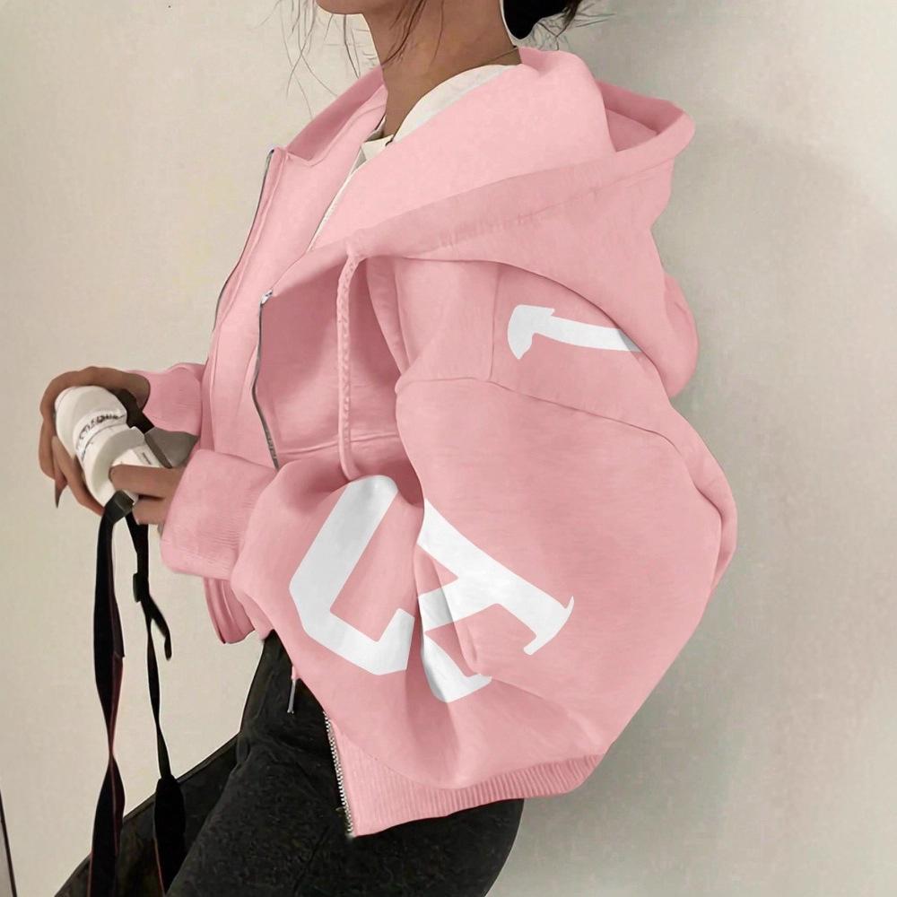 Long-sleeve Zip-up Casual Sweatshirt With A Printed Design