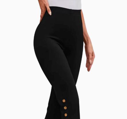 Women's Solid Color Casual Button Cropped Pants