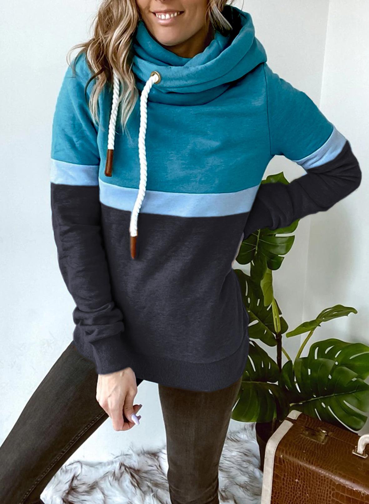 Women's Casual Turtleneck Hooded Sweatshirt
