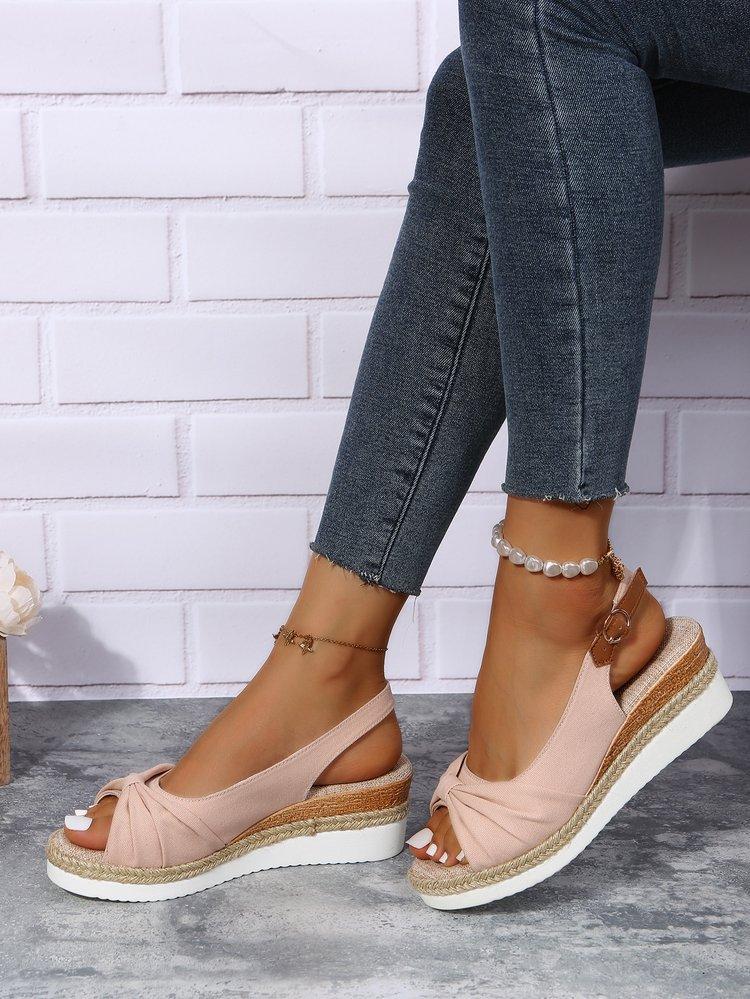 Plus-size Jute-strap Bow Sandals