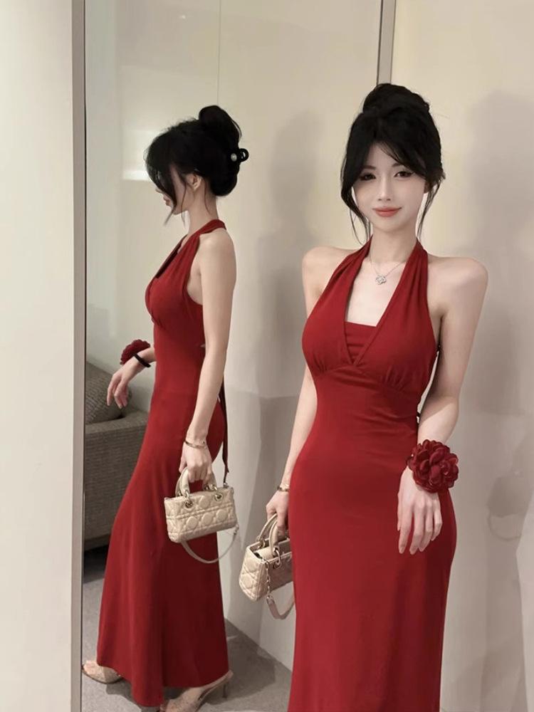 Chic And Beautiful Halter Strap Backless Sling Dress