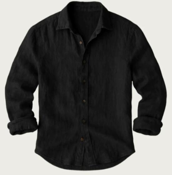 Mens Stylish Solid-color Long-sleeve Button-down Shirt
