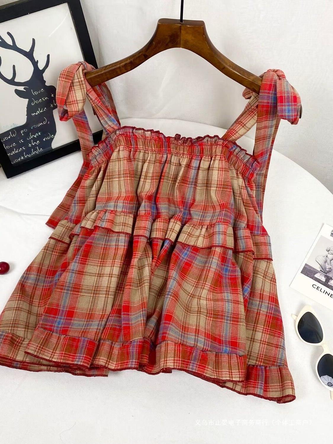 Sweet Girl Summer New Western Style Youthful-looking Ruffle Sleeveless Vest Women's Top