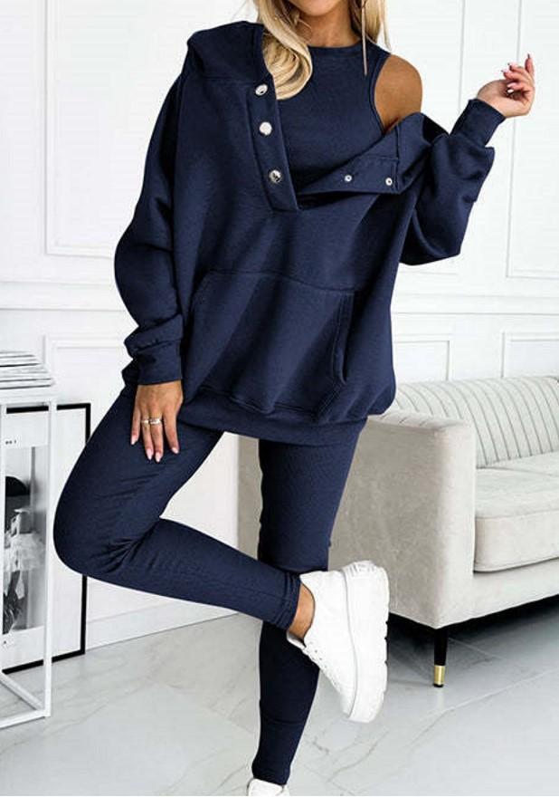Leisure Comfortable Loose Sports Three Piece Set