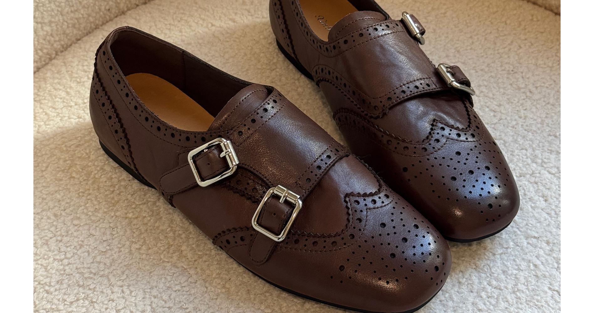 Womens Retro Leather Belt Buckle Versatile Small Leather Shoes