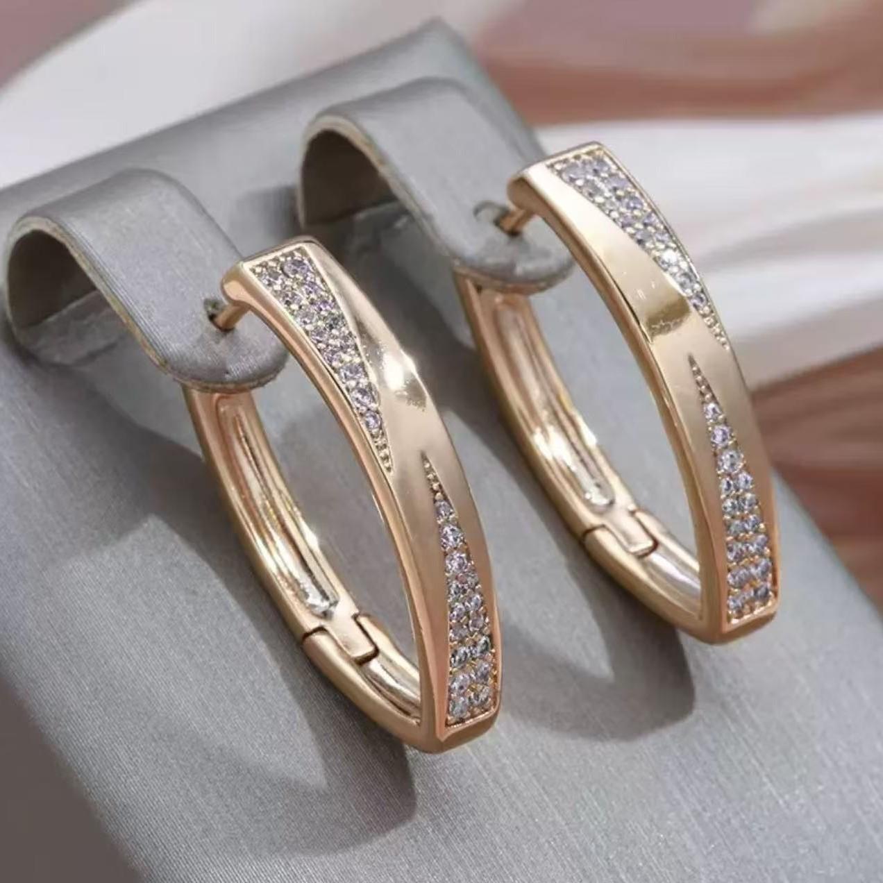 Women's Fashion Zircon V-Shape Cross Earrings