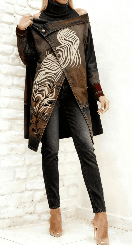 Simple And Stylish Two-piece Suit, Asymmetrical Top, Slim-fit Trousers