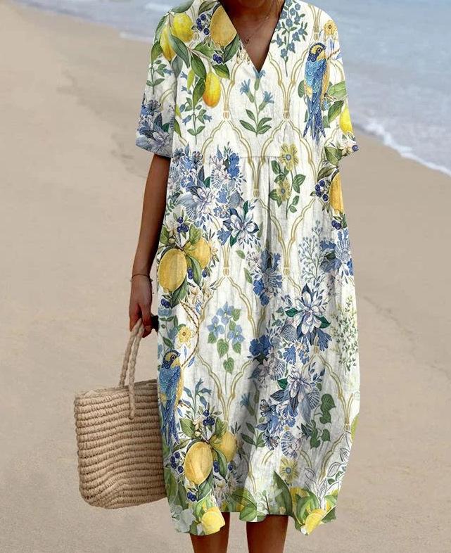 Large Size Women's Shirt Short Sleeved Dress