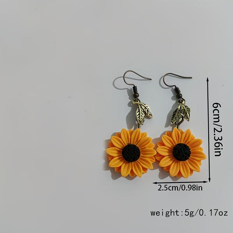Fashionable Versatile Pastoral Sunflower Pendant Earrings For Women