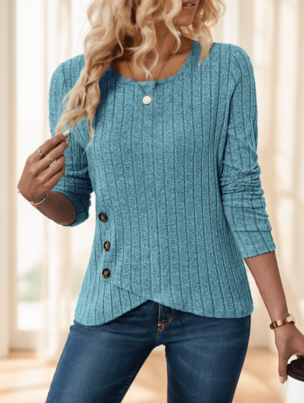 Women's Solid Color Round Neck Long Sleeve
