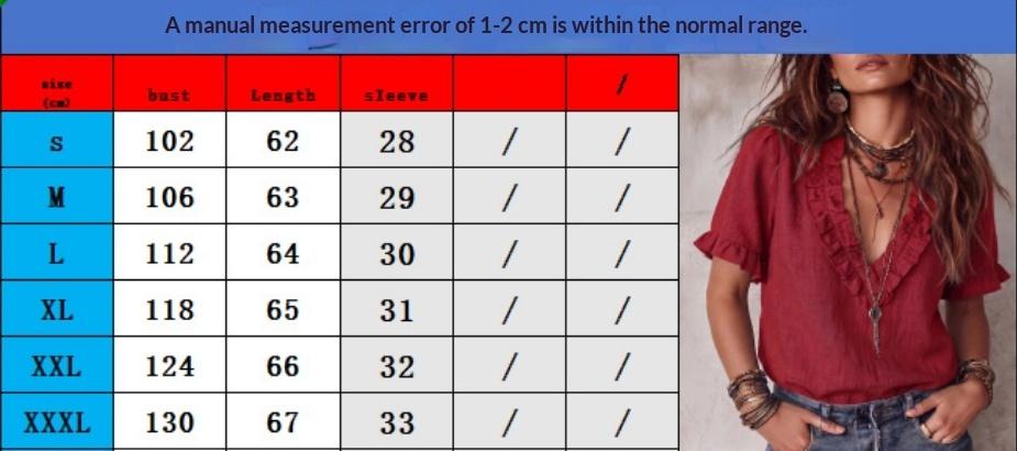 Cotton Pleated V-neck Casual Shirt Top Womens Clothing
