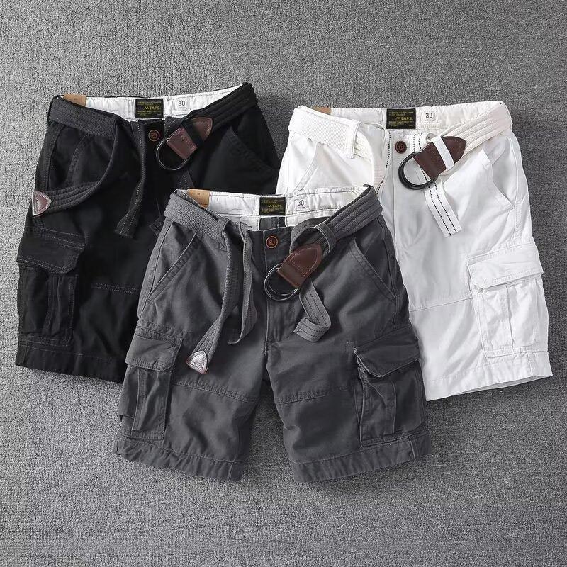 Mens Loose-fit Korean-style Trendy Mid-length Workwear Pants