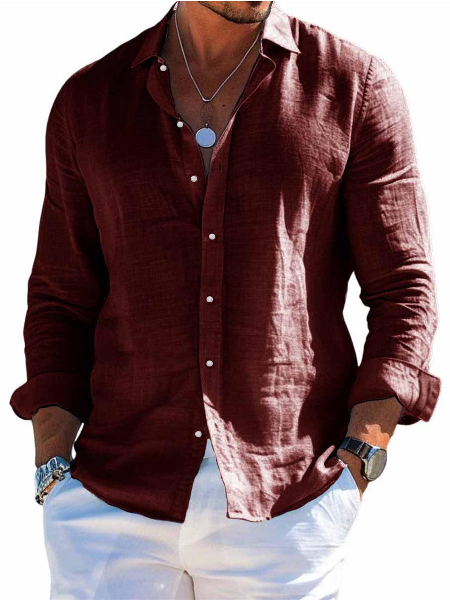 Hawaiian Lapel Long-sleeve Beach Shirt
