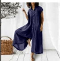 Europeanstyle Womens Casual Solid-colored,Short-sleeved, Mediumlength Shirt And Pants Set