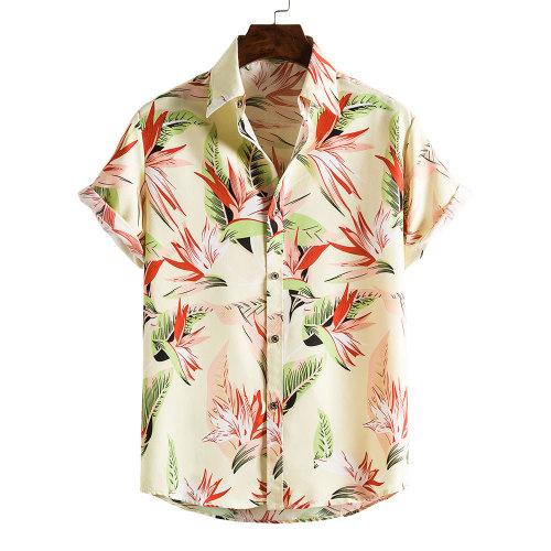 Spring And Summer Men's Beach Hawaii Short Sleeve Printed Shirt