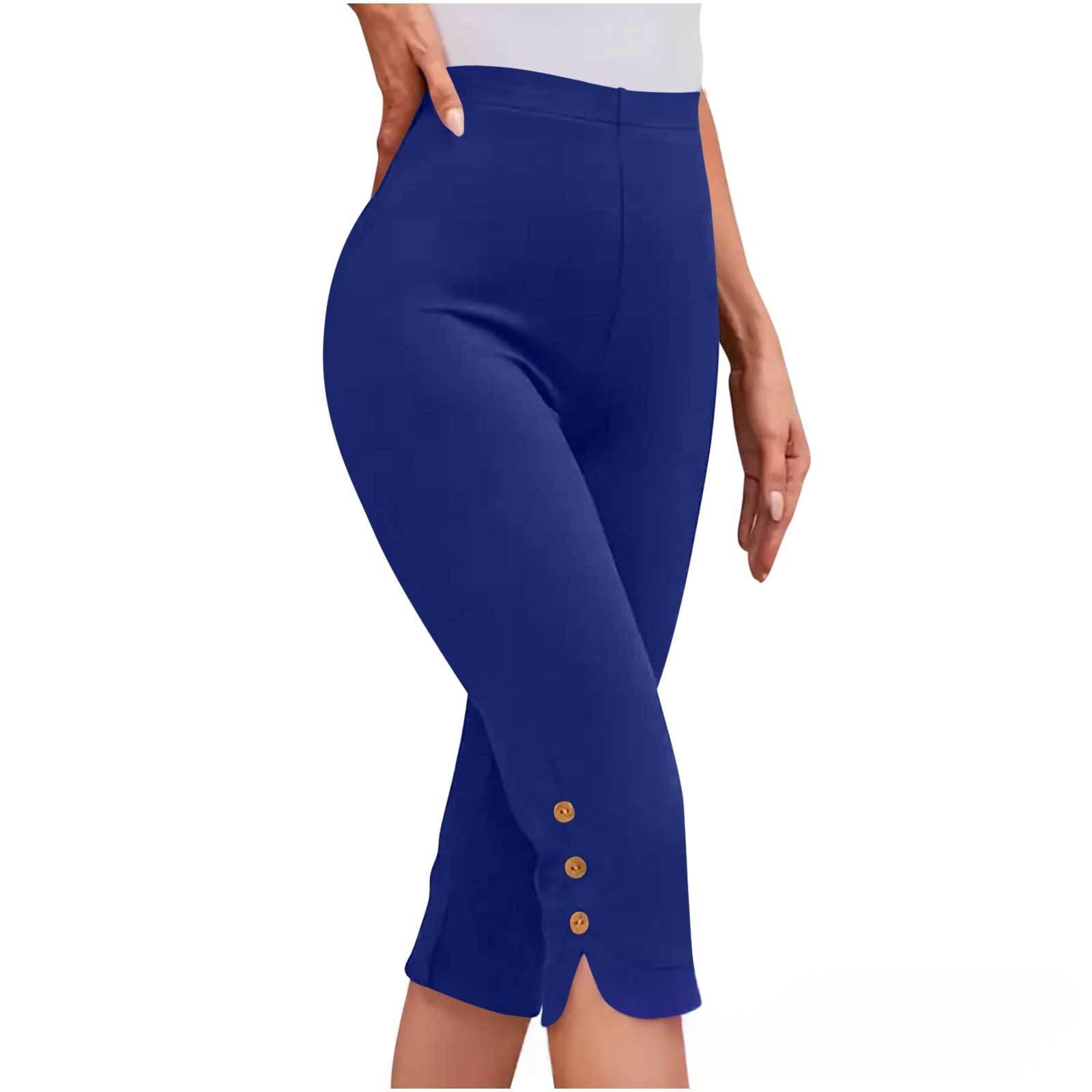 Women's Solid Color Casual Button Cropped Pants