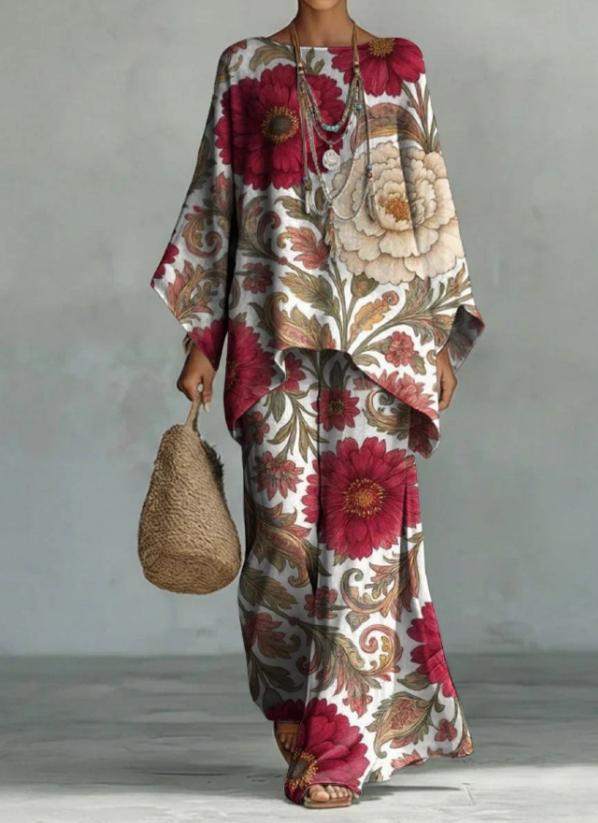 Womens Simple Loose-Fitting Linen Blend Shirt And Wide-Leg Pants Set