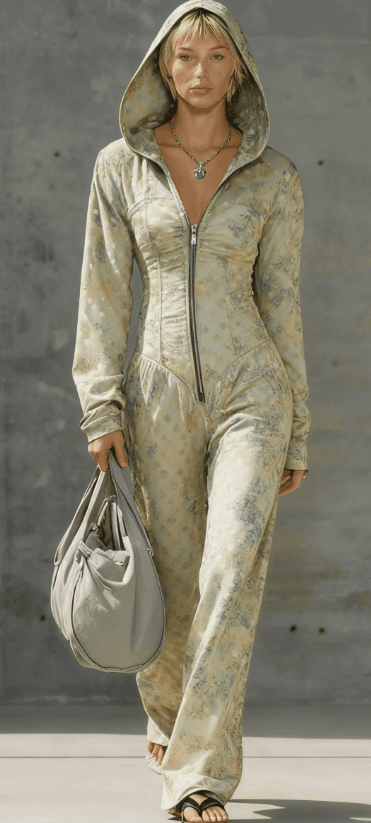 Fashionable Leisure Women's Long-Sleeved Hooded Jumpsuit