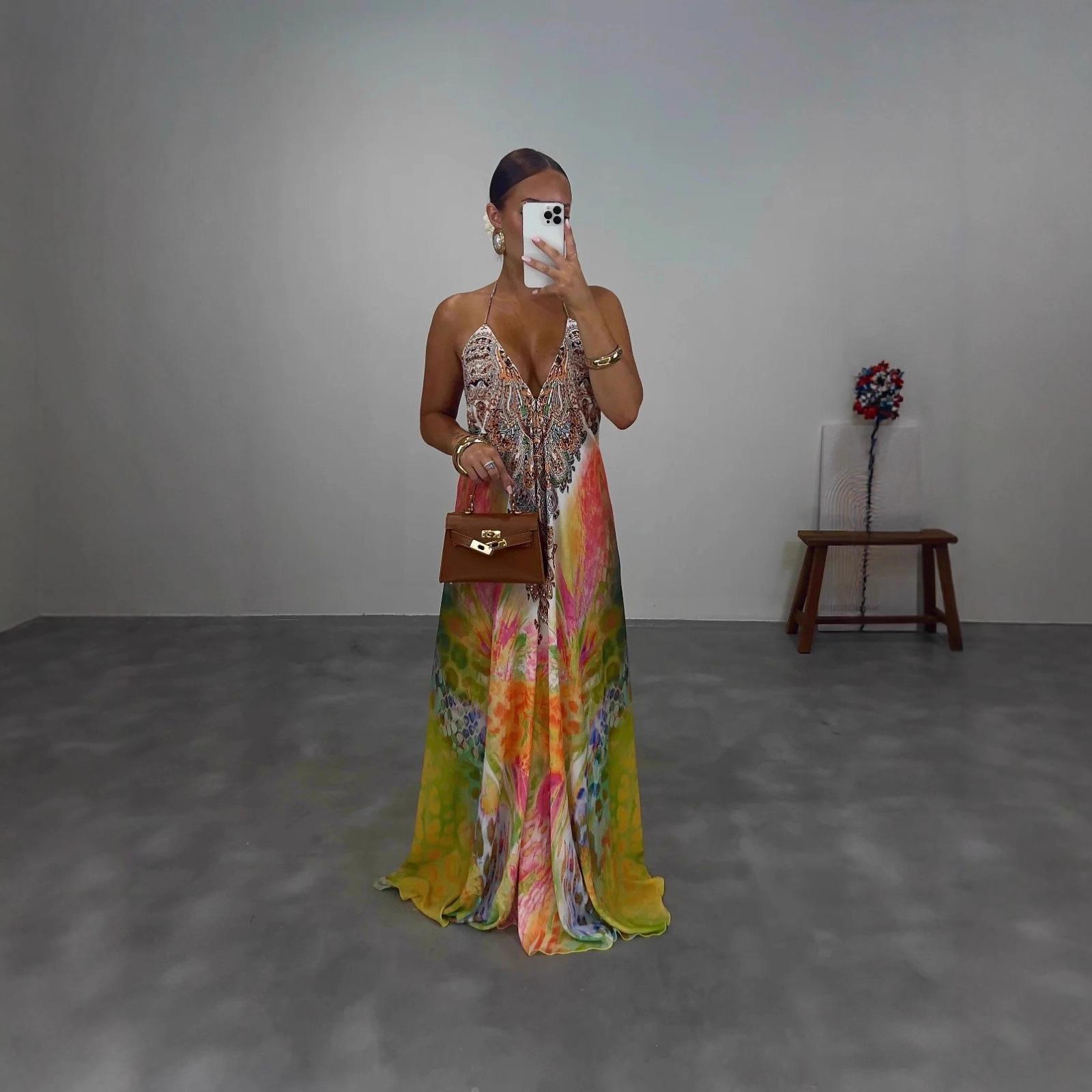 Women's Sleeveless Printed Maxi Dress