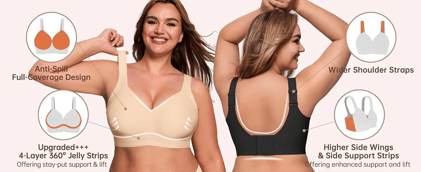 Women Wirefree Bras For Women Full Coverage No Underwire Everyday Bras Comfortable Wireless Padded Jelly Bras
