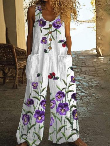 Casual Retro Personalized Printed Jumpsuit