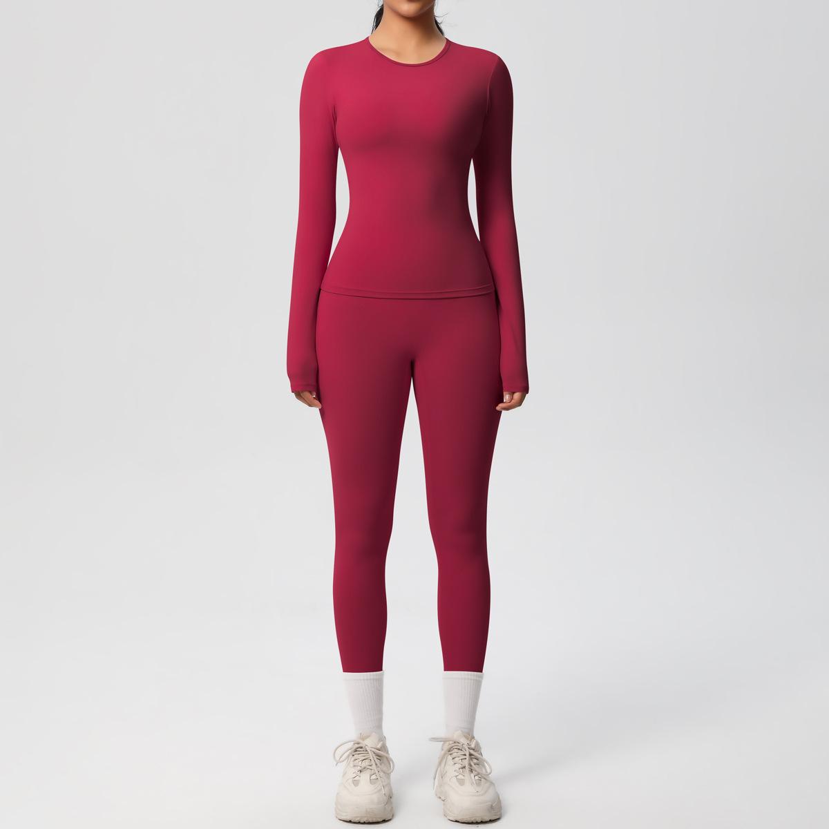 Double Sided Brushed Breathable Tight Yoga Suit Set For Exercise