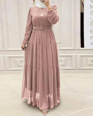 Women's Pure Color Elegant Robe With Belt Dress