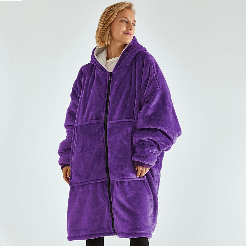 Womens Hooded Pajamas Thermal Clothing With Fleece Lining And A Cozy TV Blanket