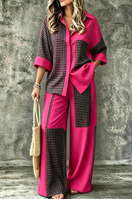 Summer Womens Shirt Set With A Digital-print Collar