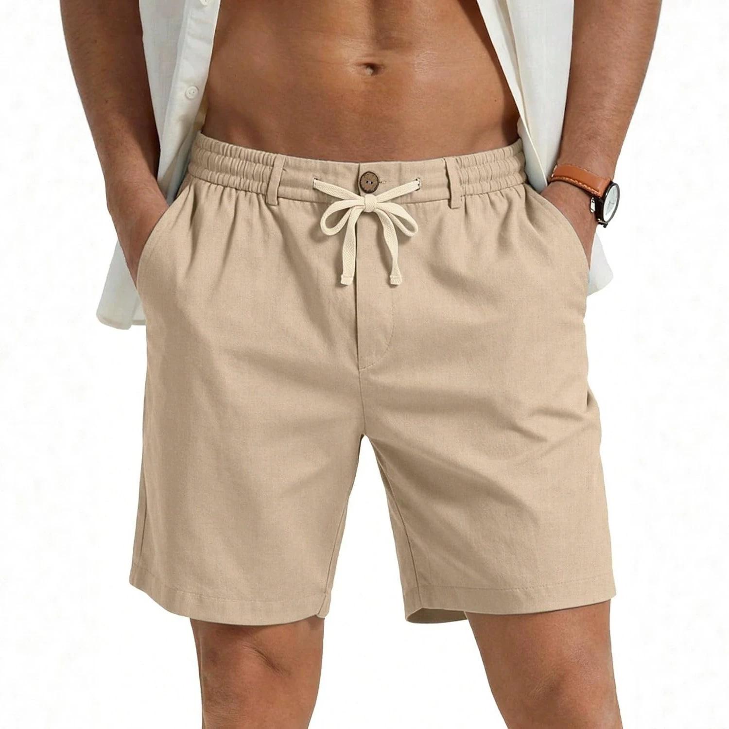 Drawstring Waist Solid-color Casual Athletic Shorts