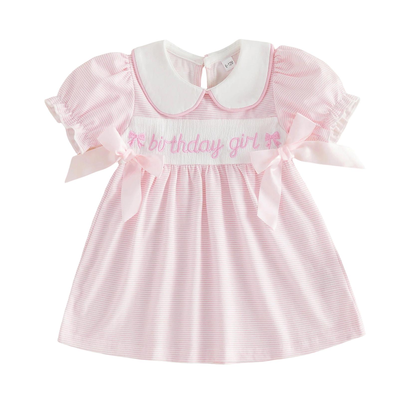 Baby Girl's Embroidered Pink-checkered Romper Dress