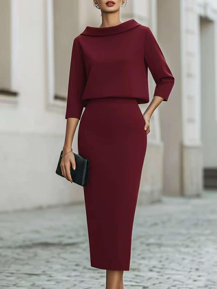 Fashion Urban Commute Bodycon Skirt And Top Two-Piece Set