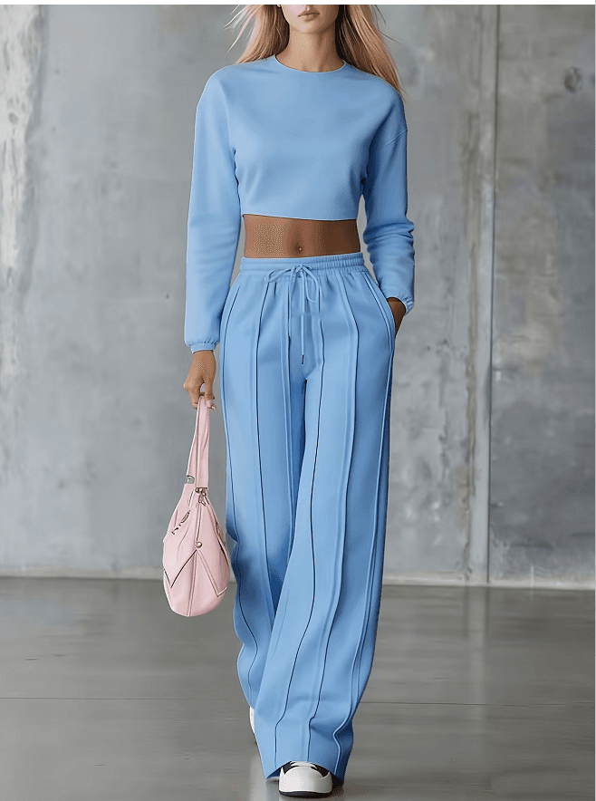 New 2026 Model With Exposed Waist Short Long Sleeved Set