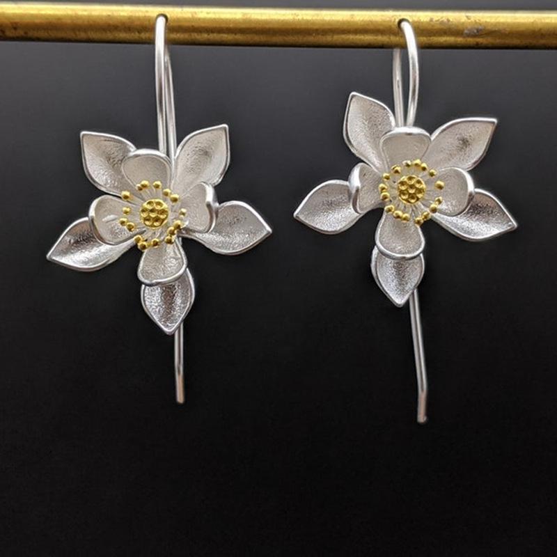 Retro Bohemian Unique Lotus Flower Earrings