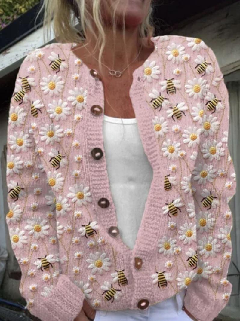 Digital Printing Cardigan Knitted Coat