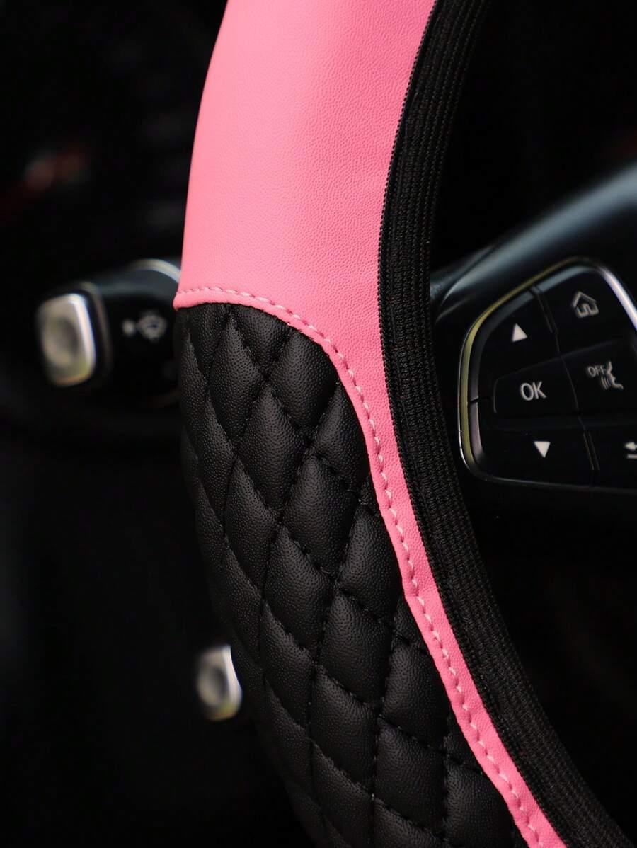 Diamond-Encrusted Little Crown Leather Car Steering Wheel Cover Without Inner Ring
