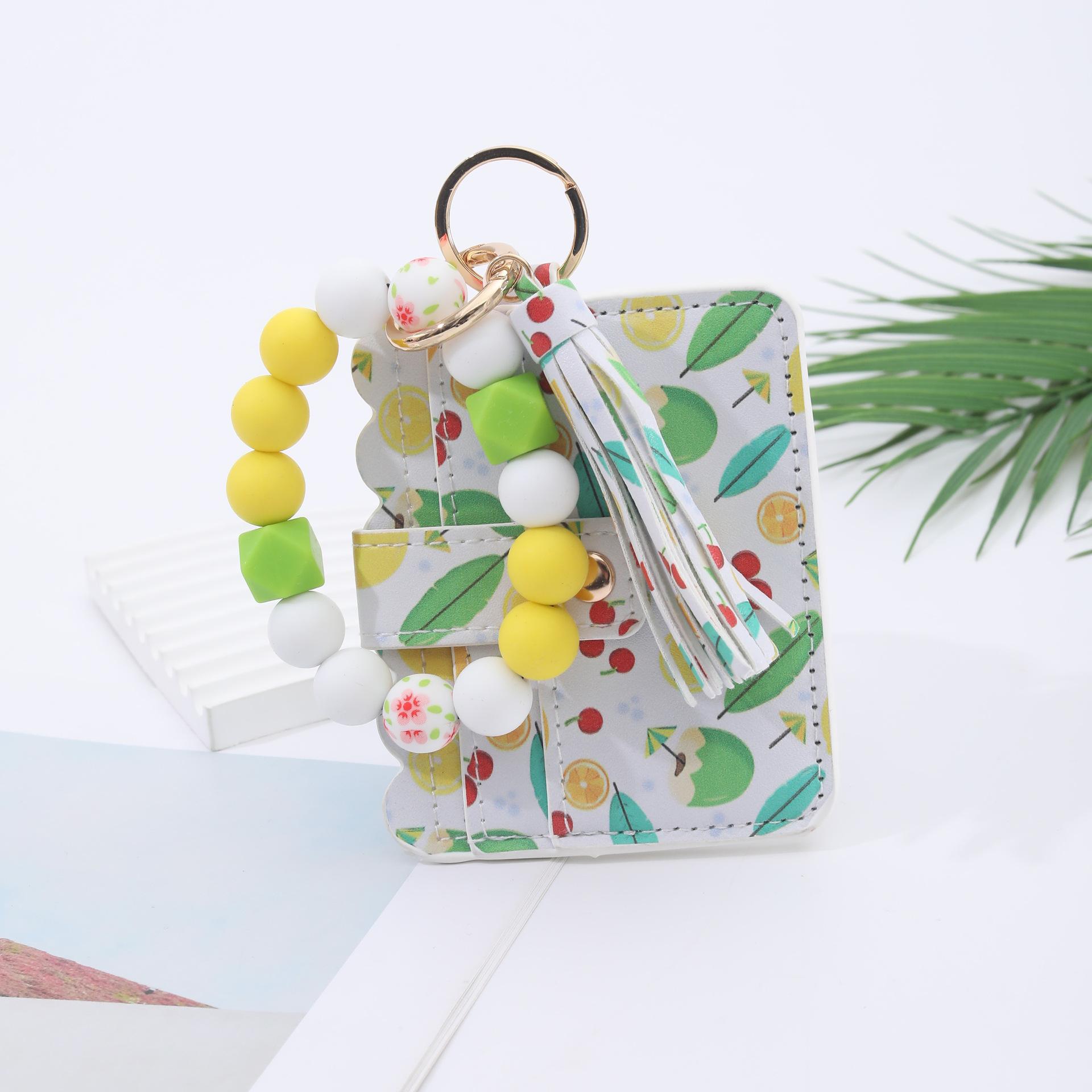 Beaded Bracelet Keychain Wallet Fruit